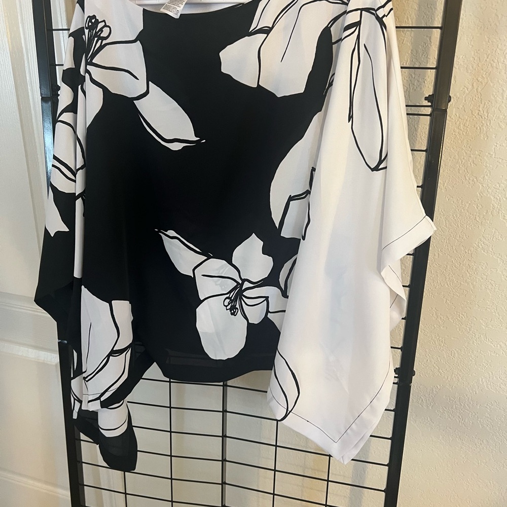 Chico's Black and White Floral Blouse